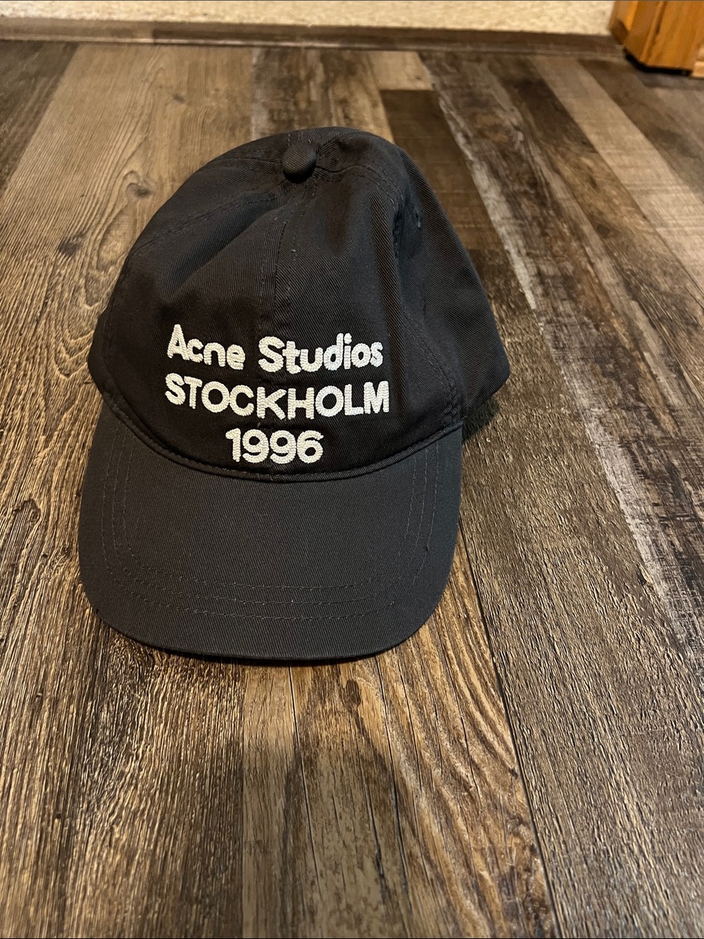 Acne Studios Black Cap with White Embroidered Logo